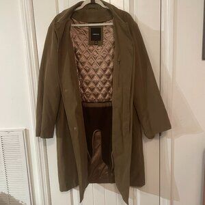 London Fog Men’s Long Trench Coat Size 42L (L) | Classic Brown Khaki Overcoat